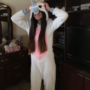Plush unicorn onesie